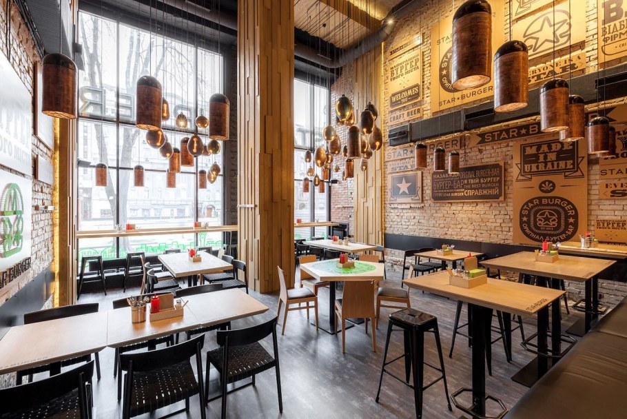 Интерьер бургерной в стиле лофт