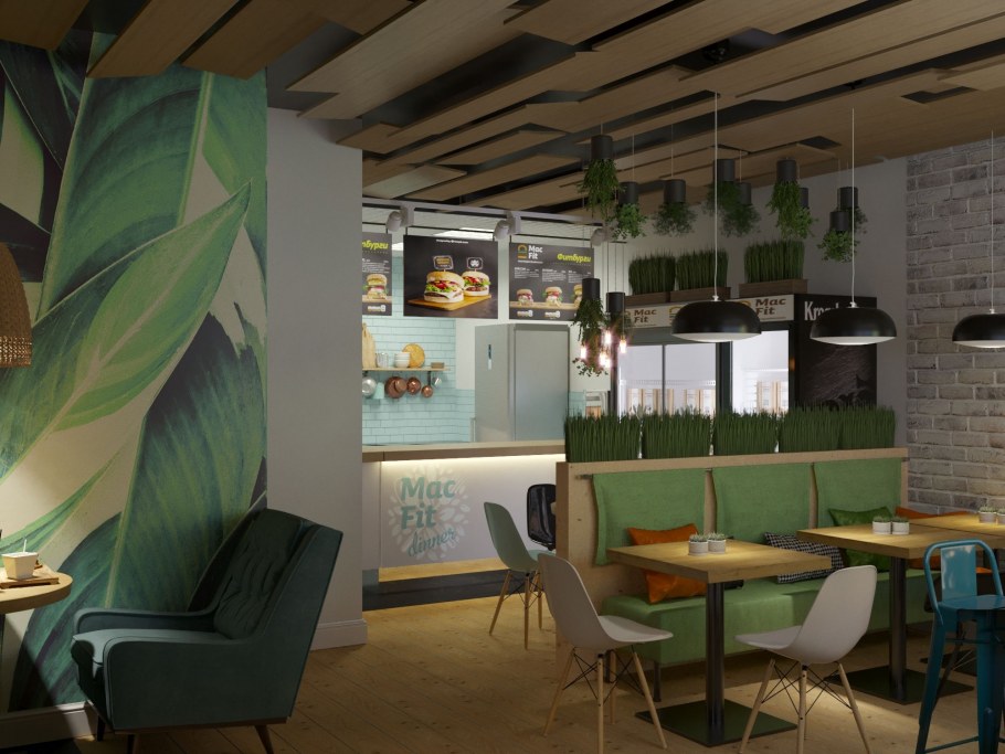 Ресторан здорового питания интерьер