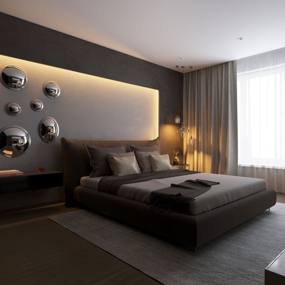 Спальня в теплых тонах