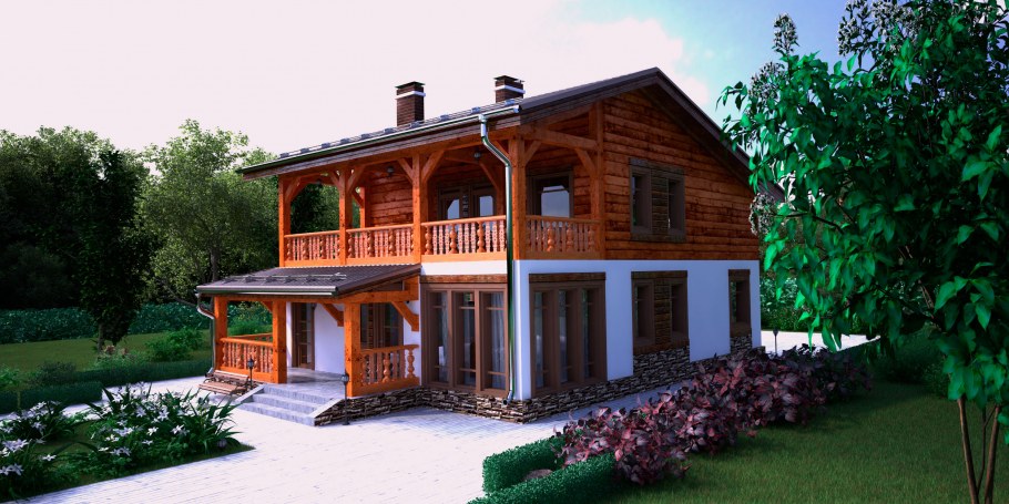 Застекленная веранда в стиле Шале