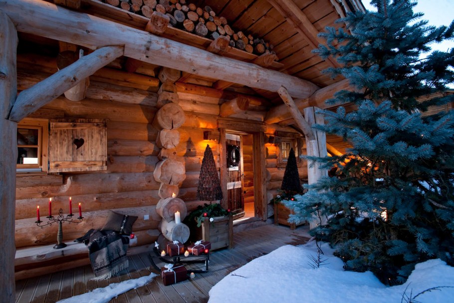Рождественский интерьер альпийских Шале