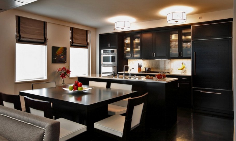 Современный интерьер кухни столовой