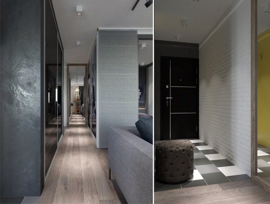 Декоративная штукатурка в стиле лофт в коридоре