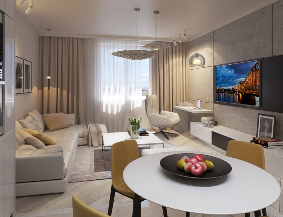 Кухня гостиная в стиле Модерн 20кв м