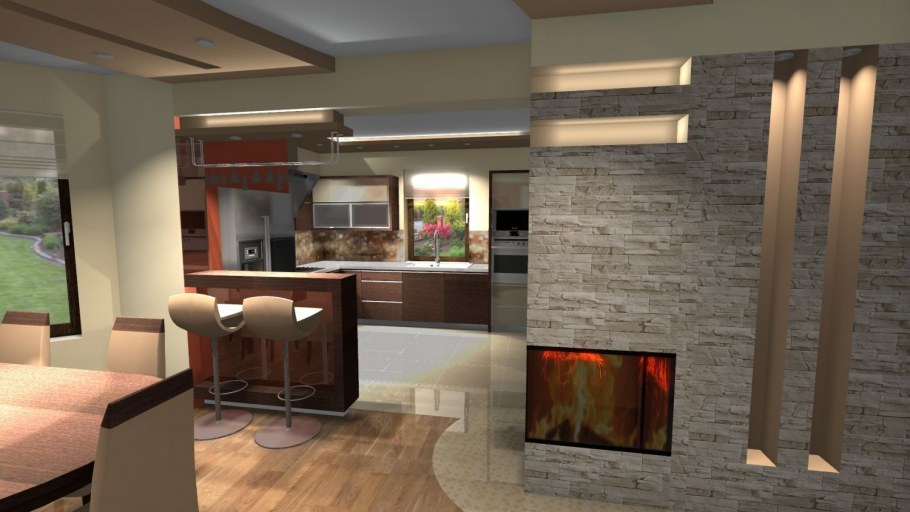 Гостиные интерьер Объединенные с кухней