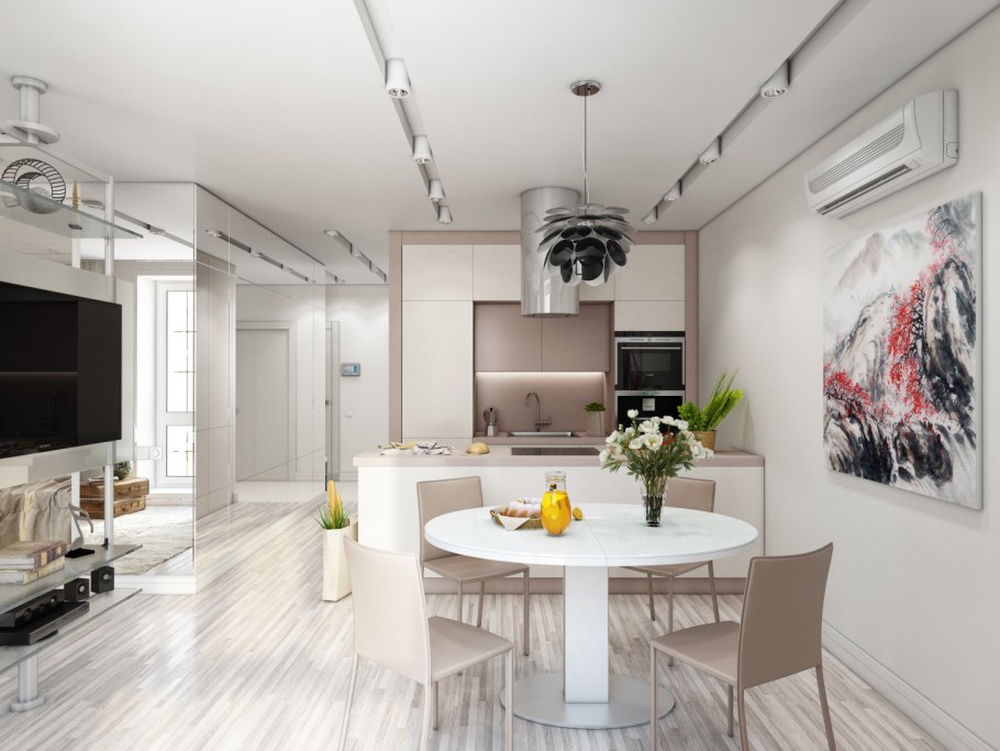 Кухня гостиная в едином стиле