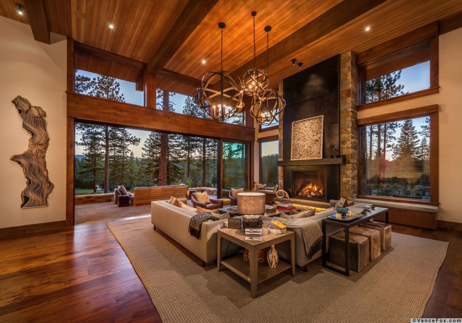 Бревенчатый дом интерьер Модерн