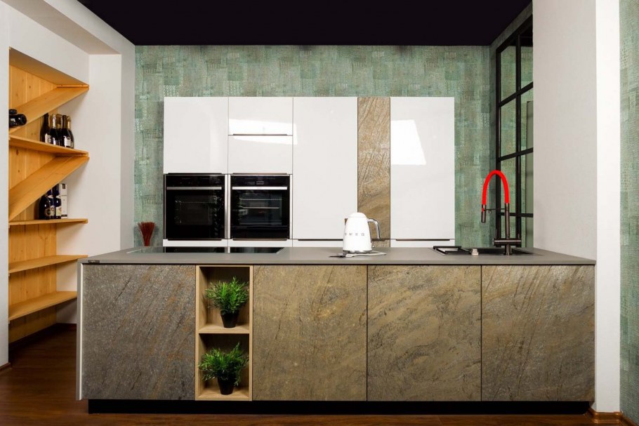 Zetta каменный шпон кухня