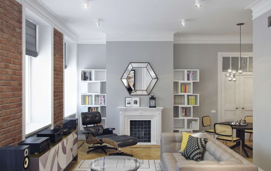 Гостиная в стиле Сканди лофт