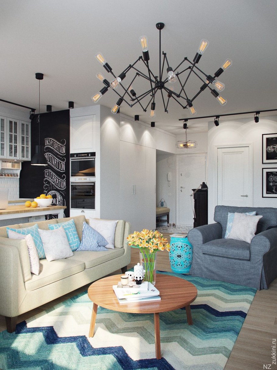 Гостиная в стиле Сканди лофт