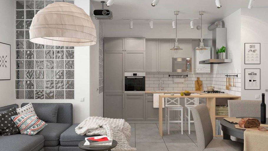 Спальня-гостиная 19м2 Скандинавский стиль