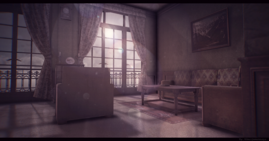 Аниме фон комната с окном