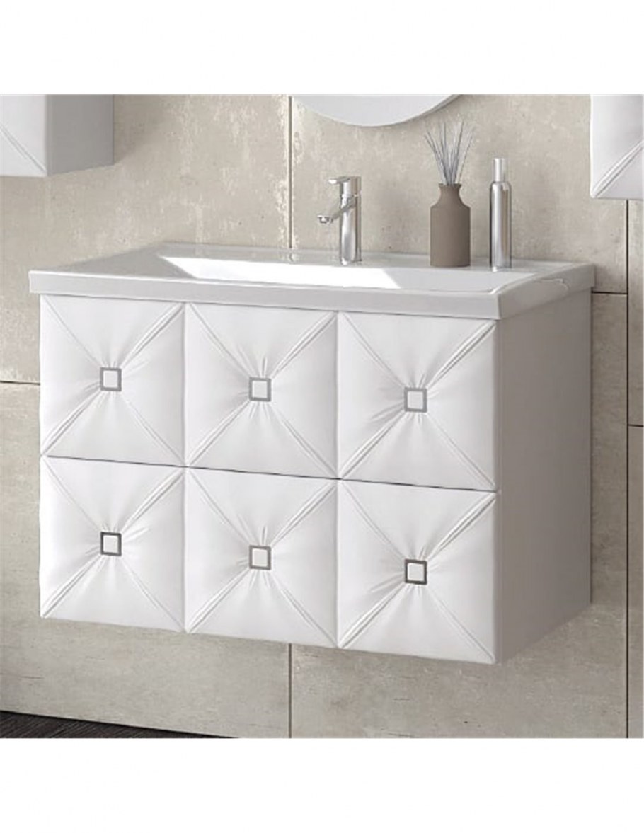 Тумба с раковиной marka one Avenir 75п 2 ящика White