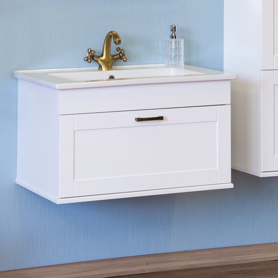 Тумба с раковиной Sanflor Ванесса 105 подвесная, белая