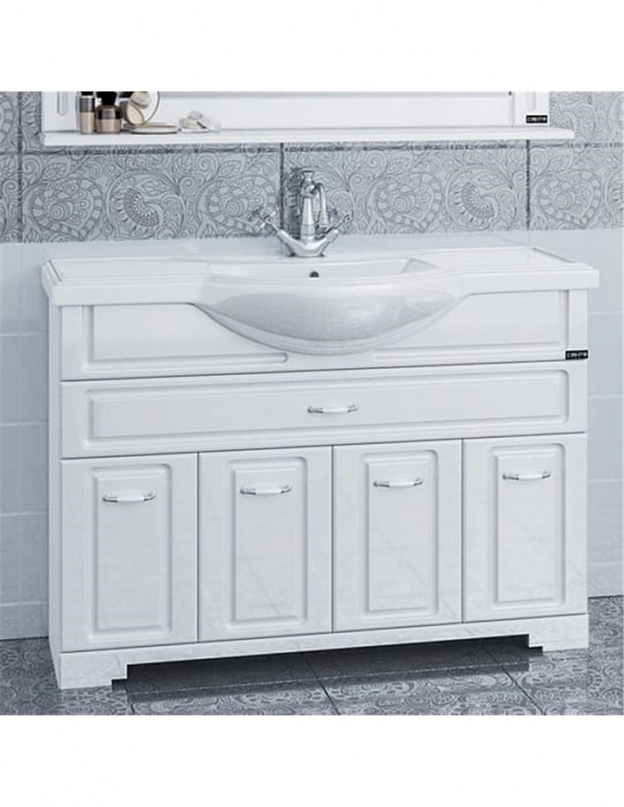 Тумба под раковину Санта Монарх 80, 700126, на цоколе, цвет белый