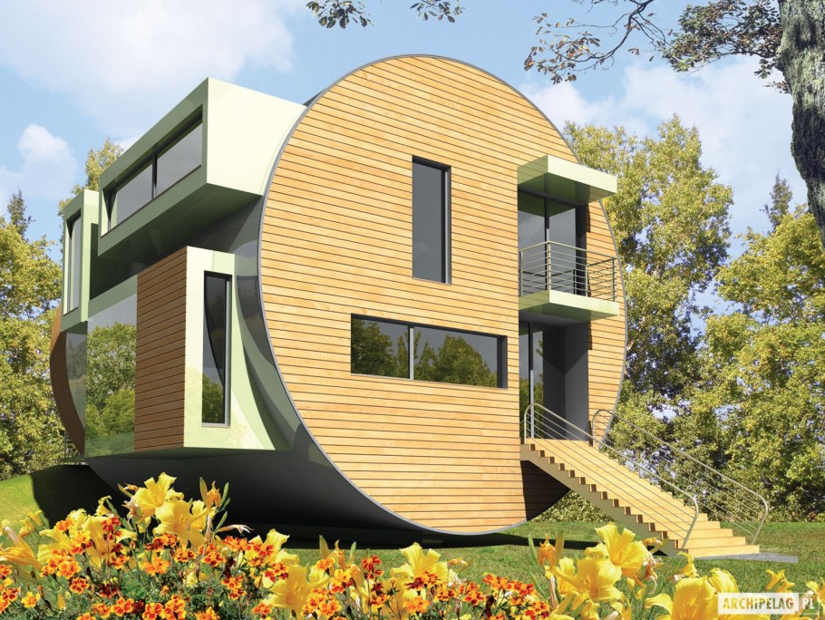 Каркасный дом необычной формы