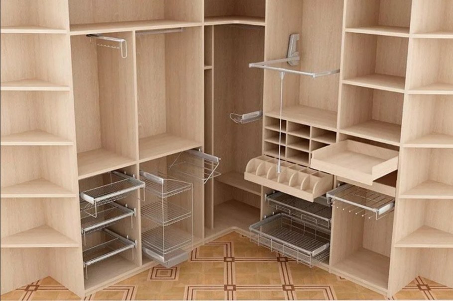 Угловая гардеробная из ЛДСП