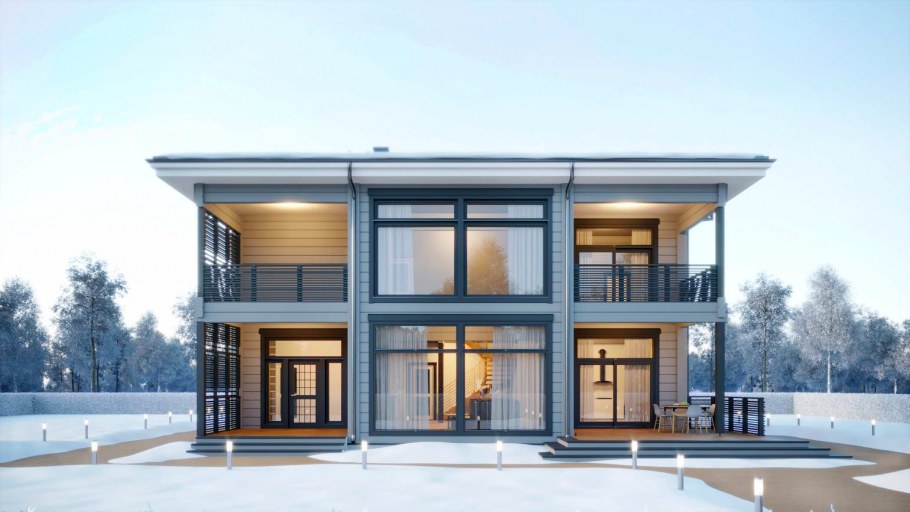 Современный коттедж с панорамными окнами