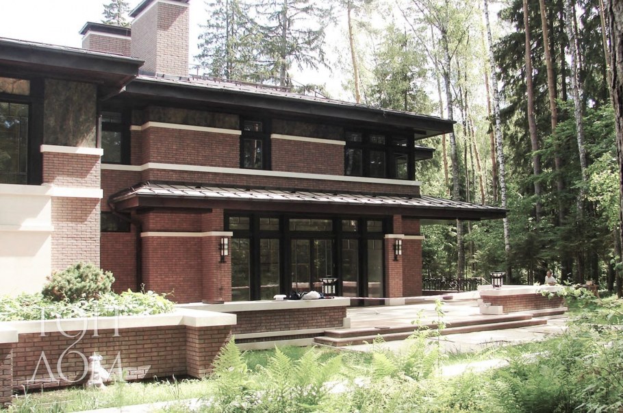 Подсветка домов в стиле Райта