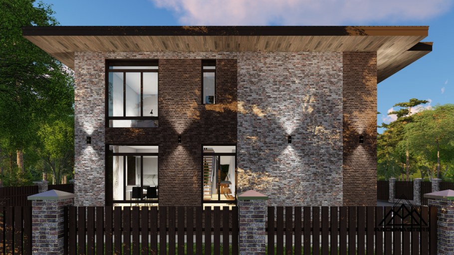 Фасад в стиле Райта