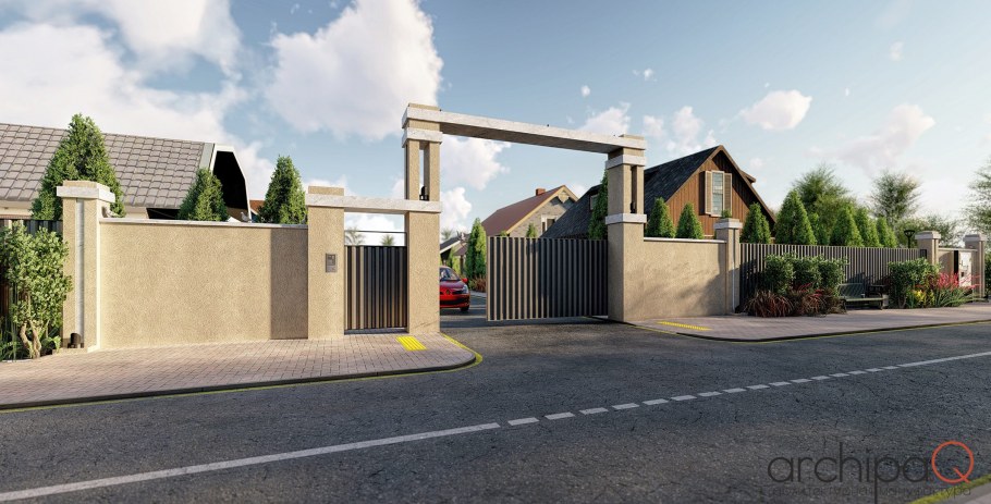 Въездная группа в коттеджный поселок проект на Рублевке