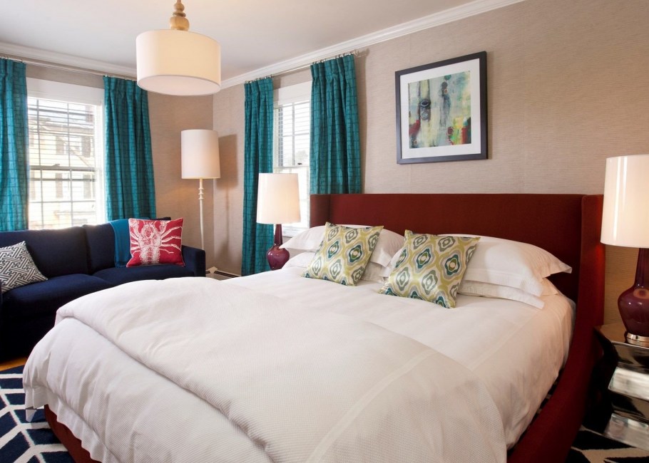 Бирюзовый и бордовый в интерьере