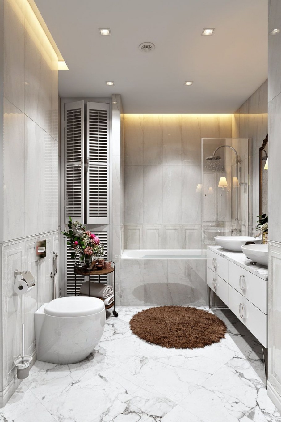 Стильная светлая ванная