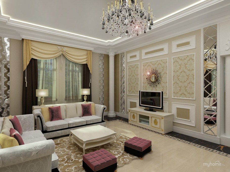 Интерьер гостиной в стиле рококо