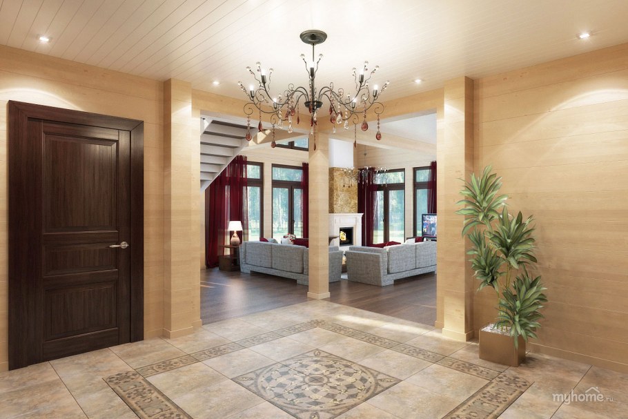 Плитка в холле коттеджа