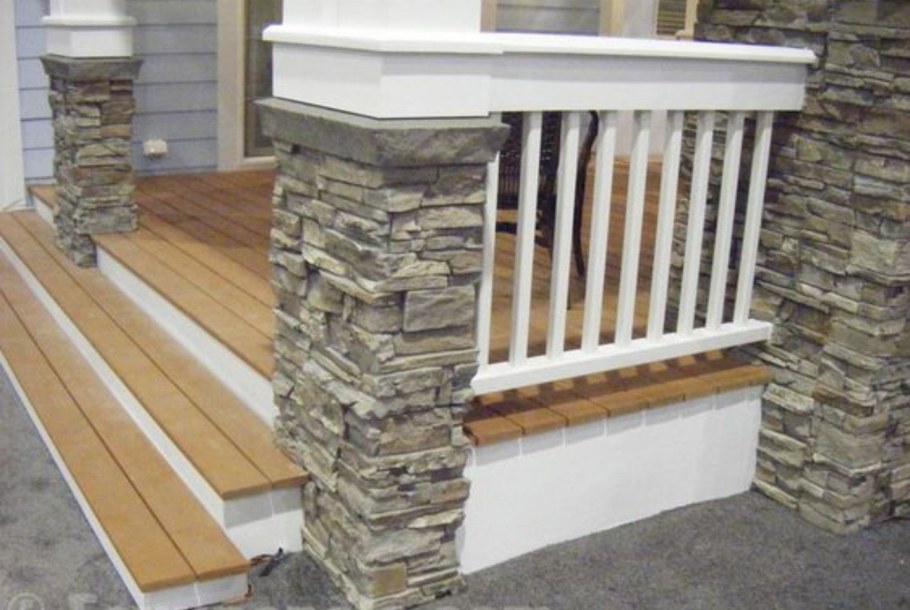 Терраса отделка ступеней камнем