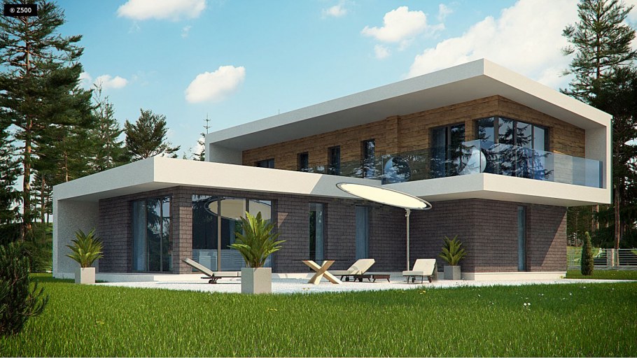 Дом с плоской крышей 6x7