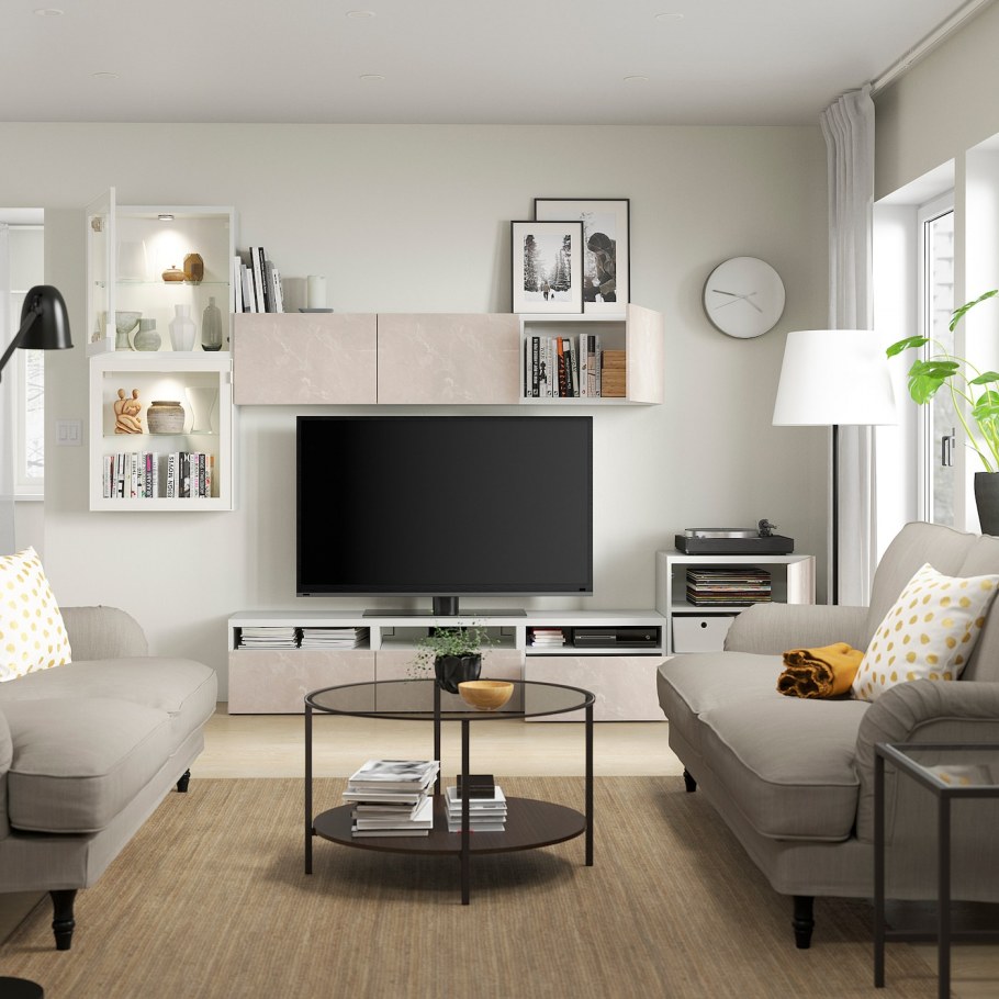 Икеа БЕСТО С полкой лак