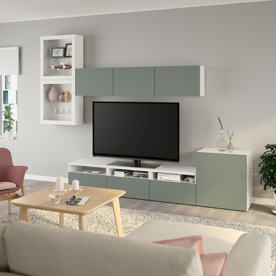 БЕСТО тумба под ТВ, С дверцами, белый, Лаппвикен белый180x42x38 см