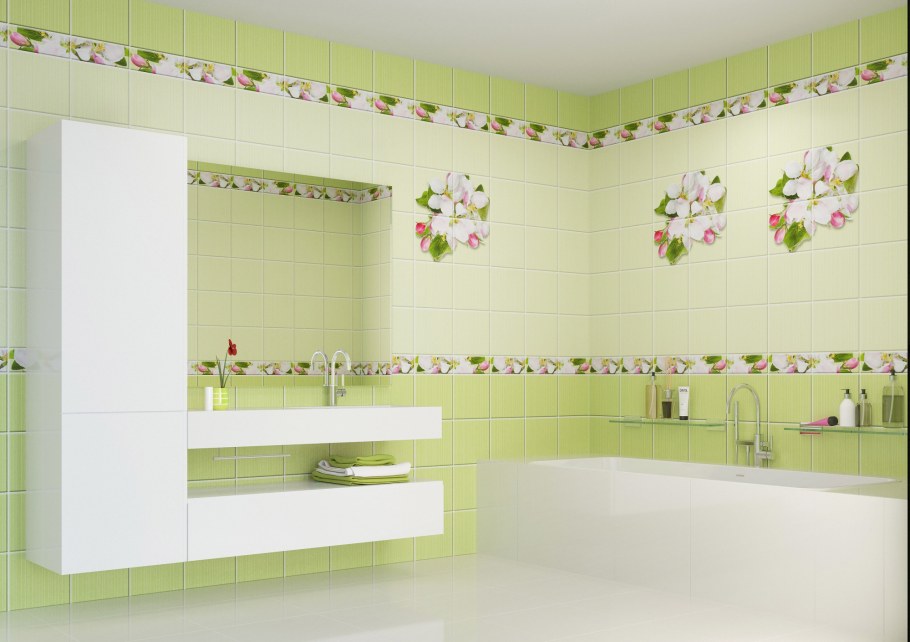 Стеновая панель ПВХ Кронапласт unique Яблоневый цвет зелёный 2700х250 мм