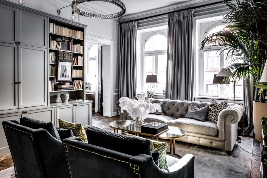 Классический интерьер в серых тонах