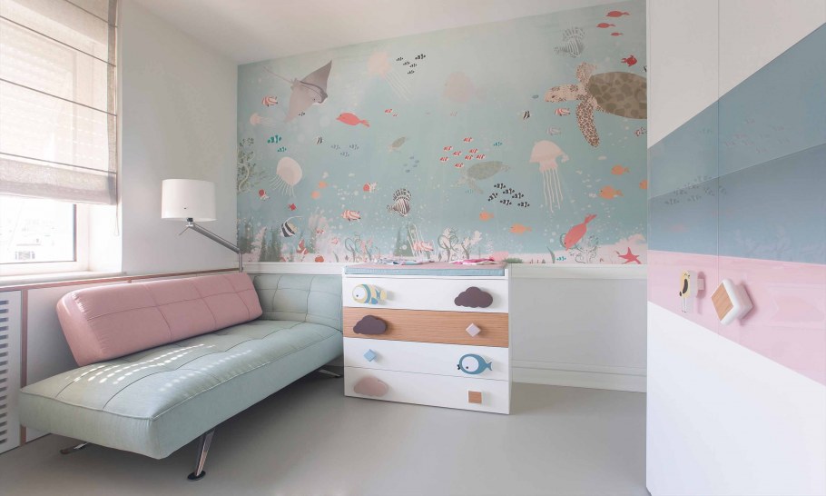 Интерьер детской комнаты в пастельных тонах