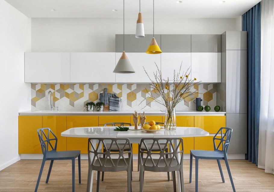 Желтая кухня в интерьере