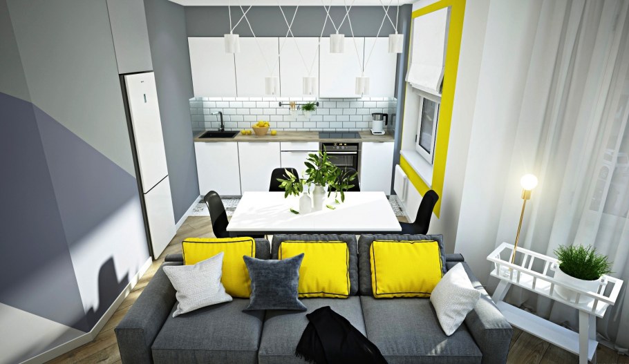 Кухня с желтыми акцентами