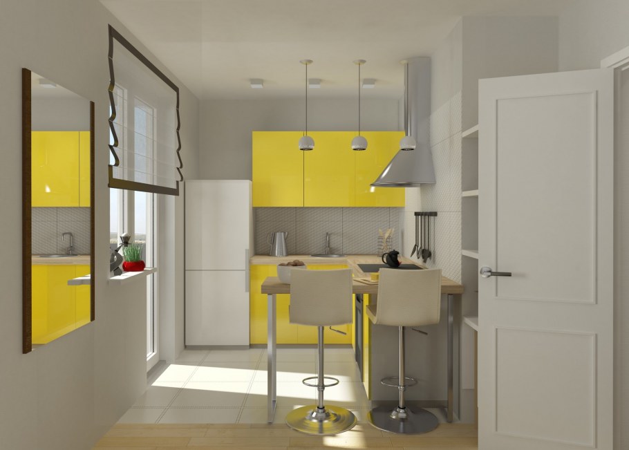 Желтая кухня в интерьере