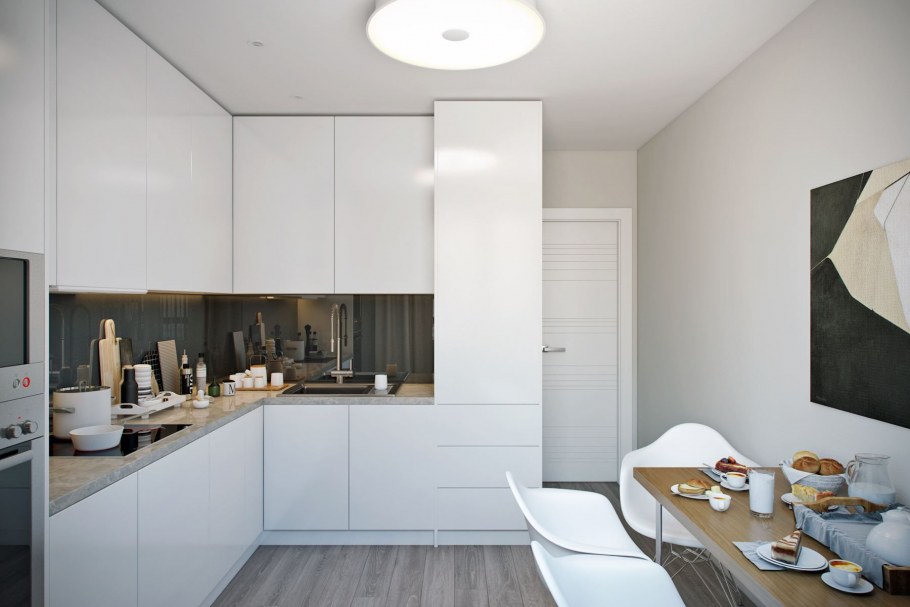 Кухня в однушке в современном стиле