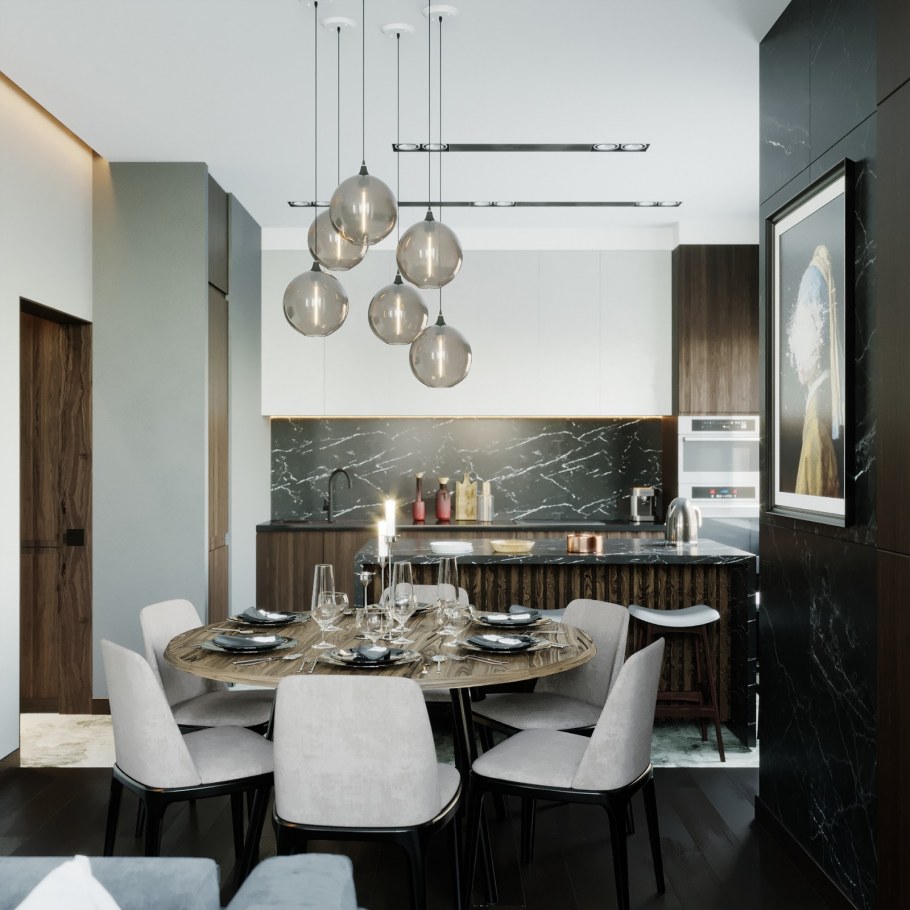 Квартира студия в стиле Контемпорари