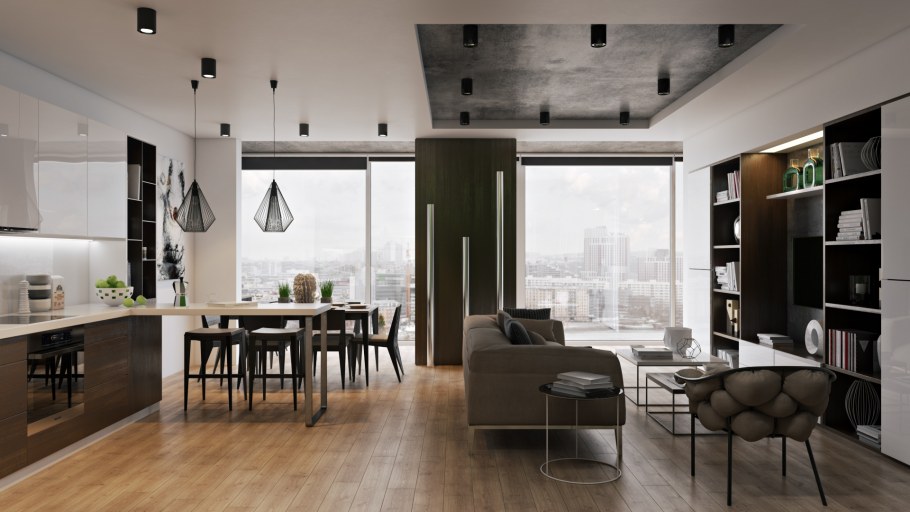 Кухня гостиная в стиле Контемпорари