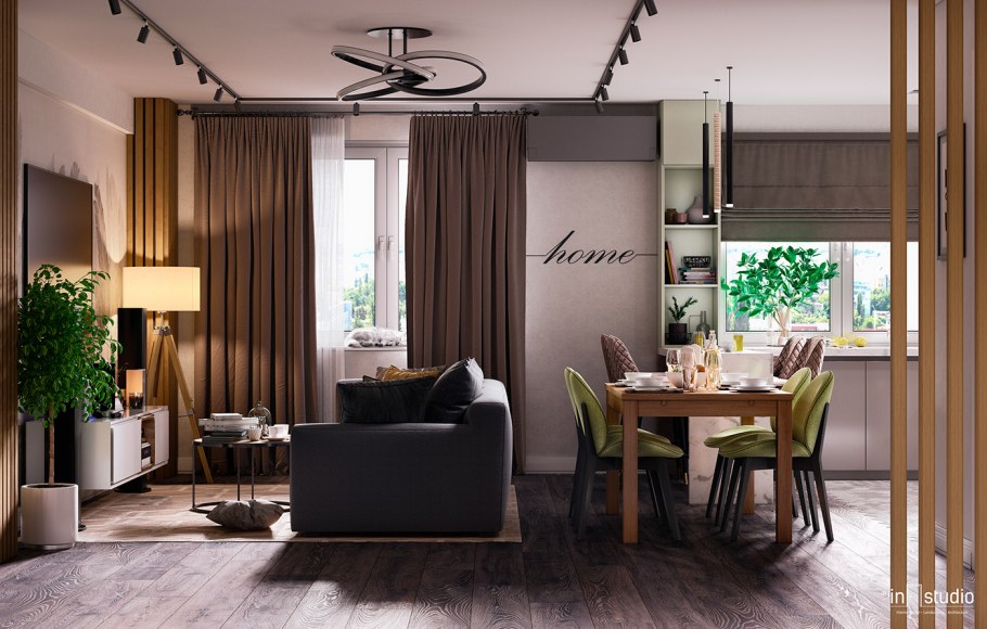 Гостиная со столовой в стиле Минимализм