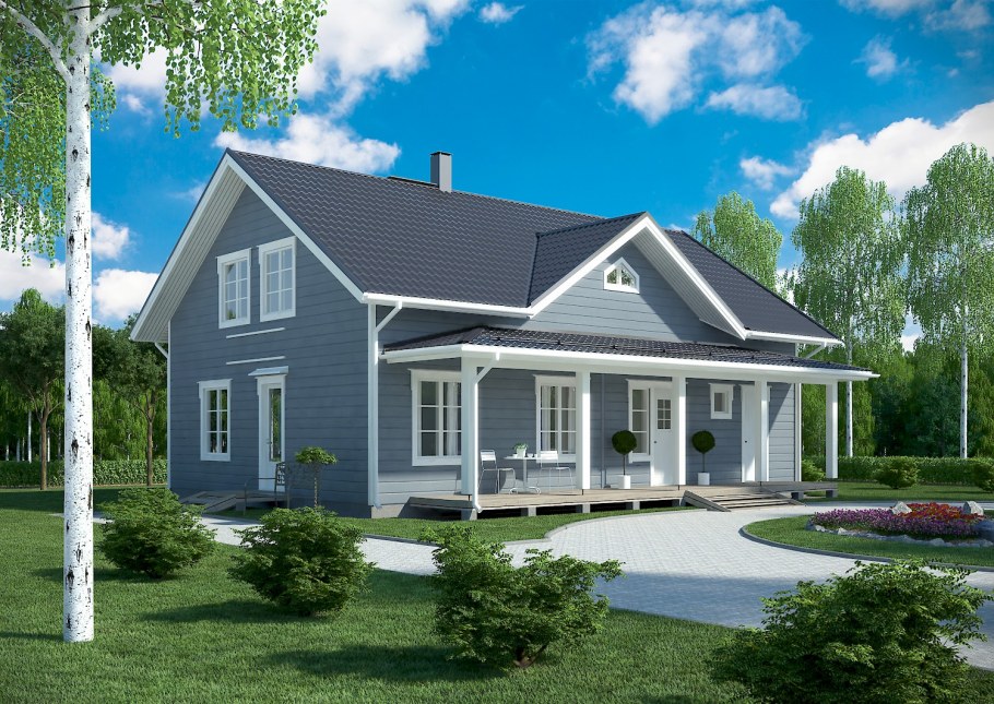 Финский дом серого цвета