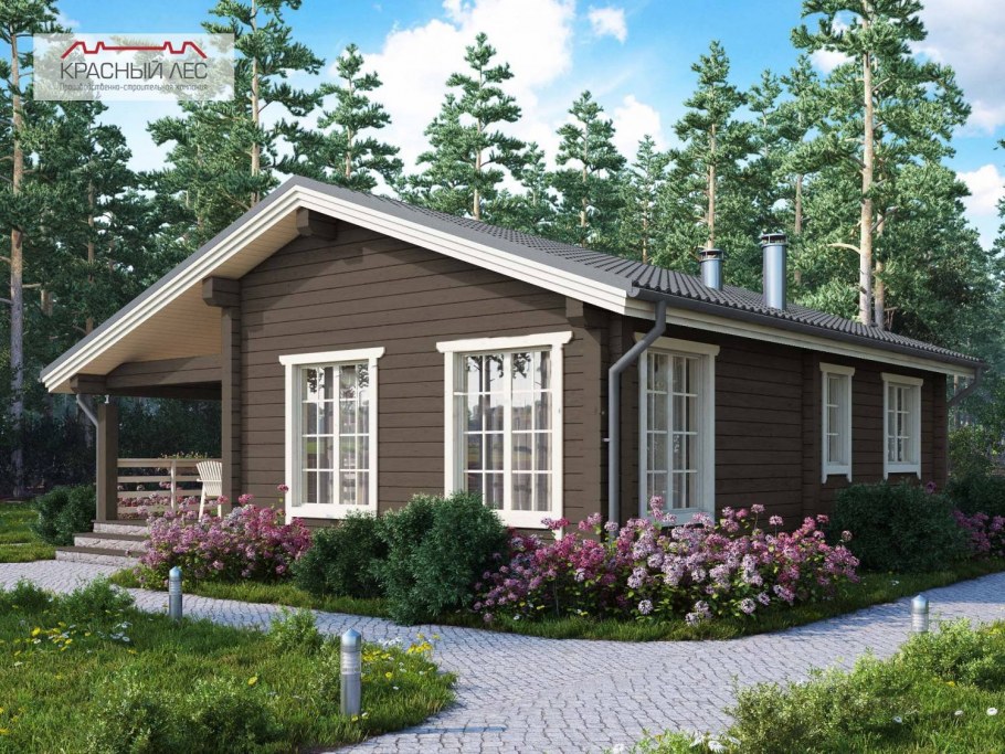 Одноэтажный дом из клееного бруса до 80 кв.м