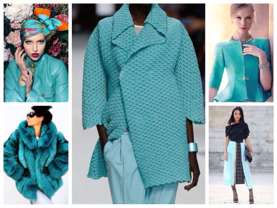 Сочетание бирюзового в одежде