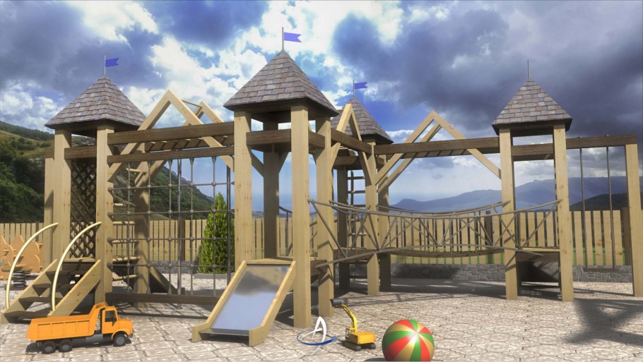 Деревянные детские площадки из бревна