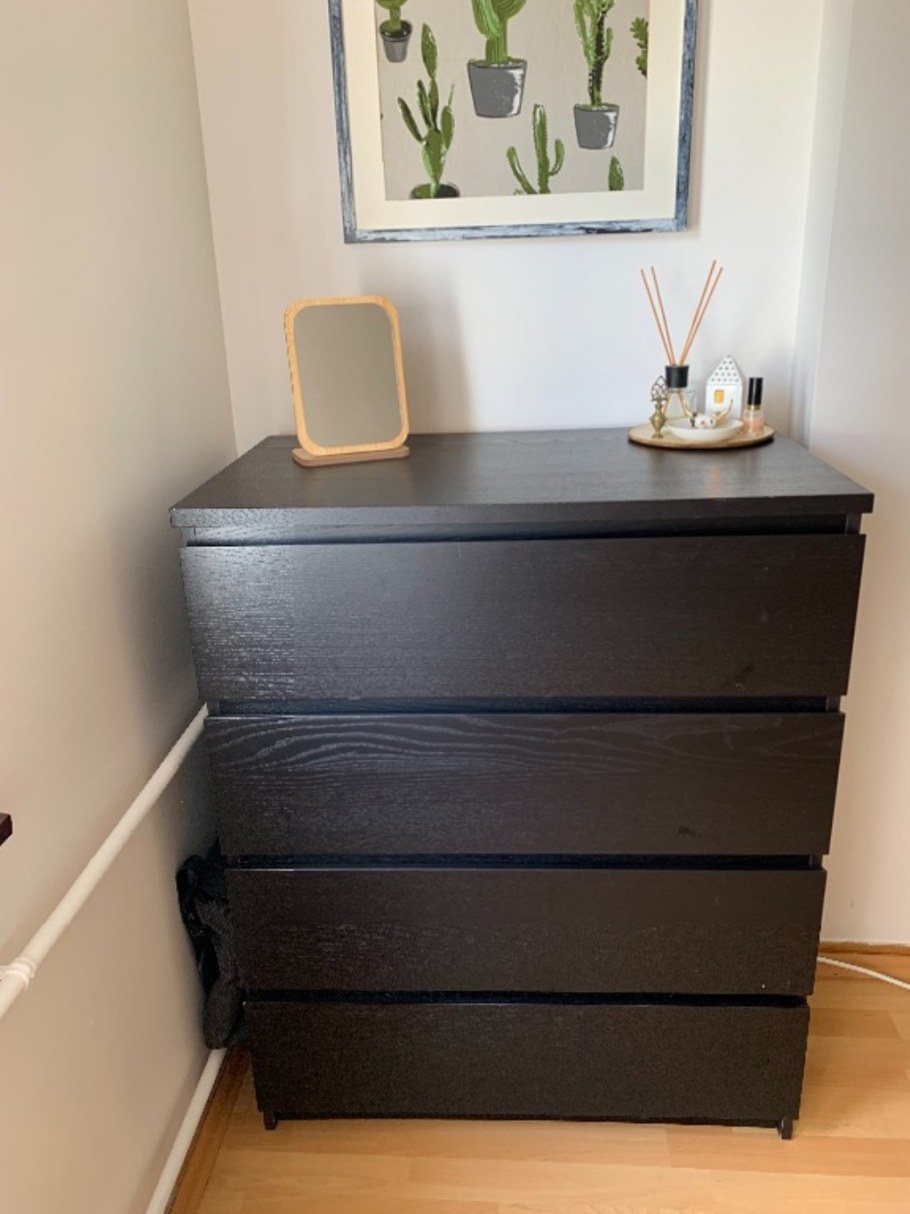 Комод МАЛЬМ черный 3щиков