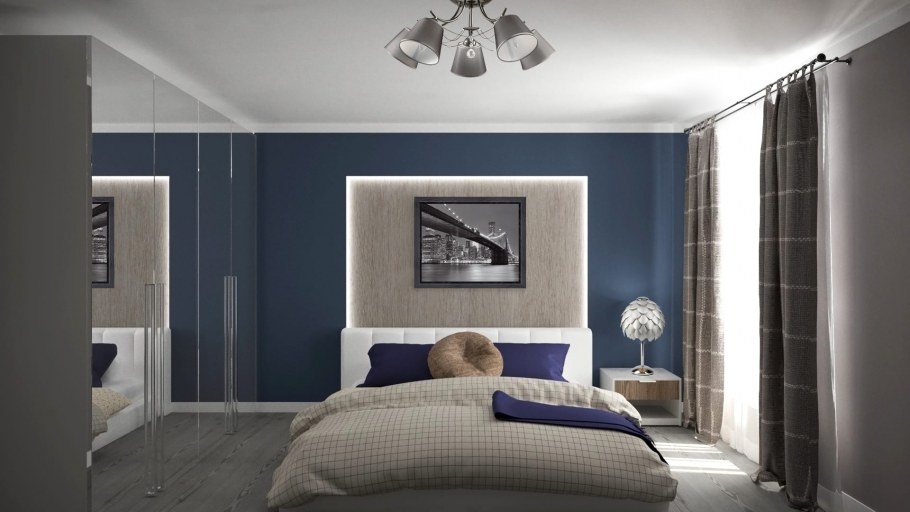 Акцентная стена в спальне