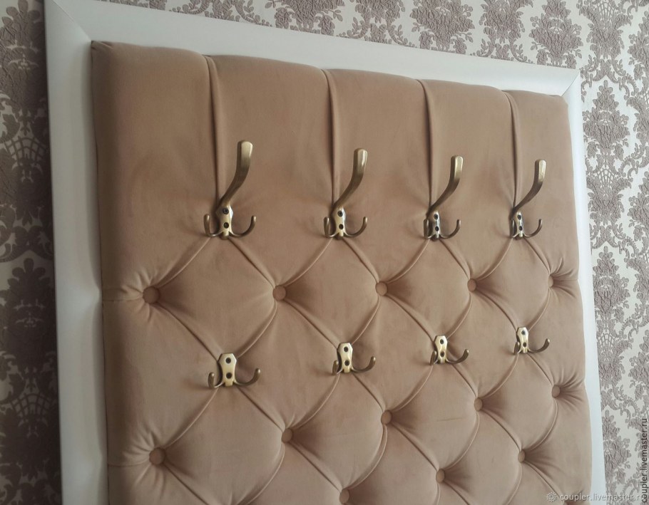 Стеганый велюр изголовье кровать Caspia 02 Vanilla